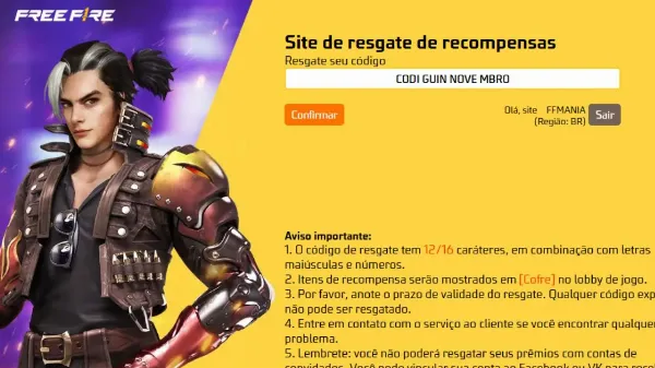 Notícia Free Fire: Free Fire: CODIGUIN FF válido no mês de Novembro 2023