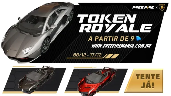 Notícia Free Fire: Free Fire: como conseguir Lamborghini Prata, Vermelha e Preta no novo Token Royale