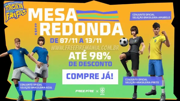 Notícia Free Fire: Free Fire: Conjunto Oficial Seleção Brasileira chega ao jogo nesta segunda (7)
