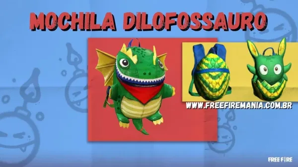 Notícia Free Fire: Free Fire: evento de recarga de diamantes traz inédita skin da mochila Dilofossauro