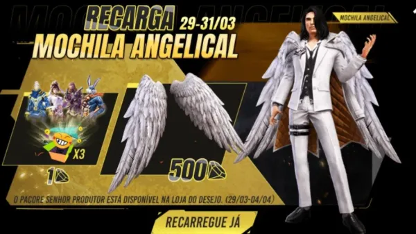 Notícia Free Fire: Free Fire (FF): Recarga Mochila Angelical traz item inédito com diamantes