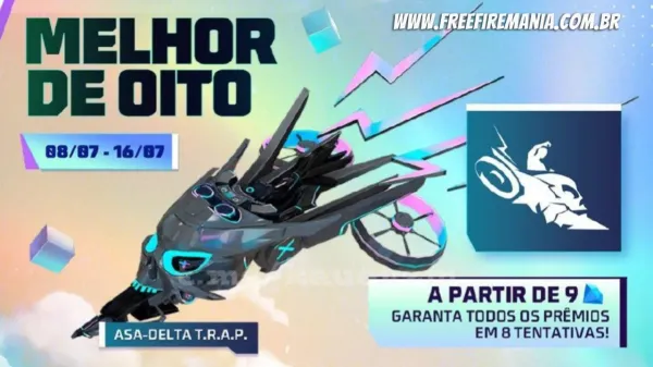 Notícia Free Fire: Free Fire recebe evento Melhor de Oito com a skin Asa-Delta TRAP