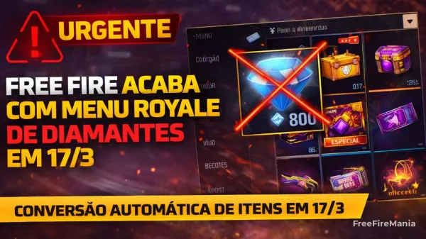 Notícia Free Fire: Free Fire remove Menu Royale com diamantes e converte itens em 17 de março