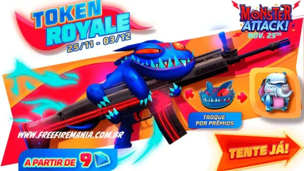 Notícia Free Fire: Free Fire: Skin SCAR -MONSTRUOSO no Torre de Tokens. Saiba tudo!