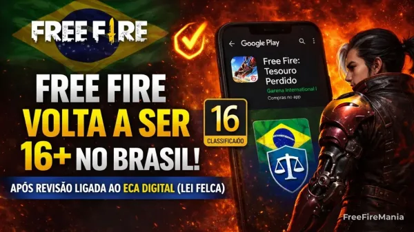 Notícia Free Fire: Free Fire volta a 16+ no Brasil após revisão no Ministério da Justiça