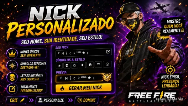 Gerador de Nick FF: Personalize seu Nome em 50+ Fontes e Símbolos
