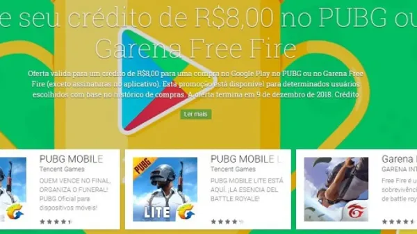 Notícia Free Fire: Google Play Disponibiliza Crédito de R$ 9 para Jogadores de Free Fire