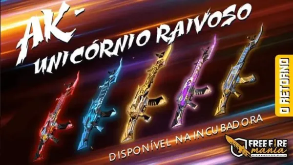 Notícia Free Fire: Incubadora AK - Unicórnio raivoso está de volta ao Free Fire!