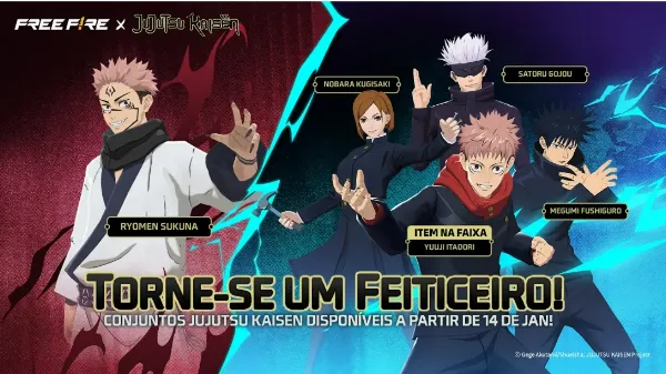 Notícia Free Fire: Free Fire anuncia evento Jujutsu Kaisen com recompensas grátis