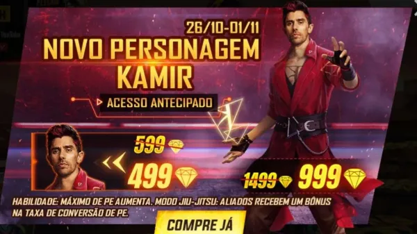 Kamir Free Fire: personagem disponível por 499 diamantes na loja