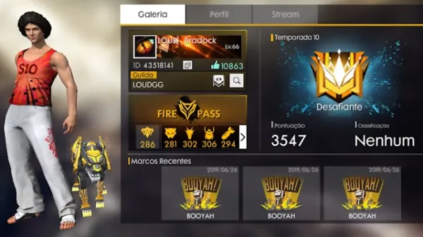 Bradock se Destaca como um dos Primeiros Brasileiros na Patente Desafiante do Free Fire