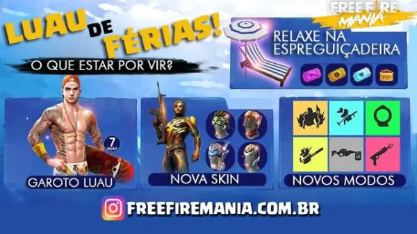 Notícia Free Fire: Luau de Férias: Eventos e Novidades no Free Fire