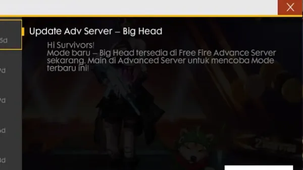 Notícia Free Fire: Novo Modo Cabeça Grande Disponível no Free Fire Adv Server