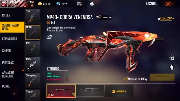 MP40 Cobra Venenosa está de volta ao Free Fire, saiba como conseguir em 2021