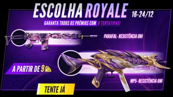 MP5 e PARAFAL Resistência Oni chega ao Free Fire por 9 diamantes; saiba como conseguir