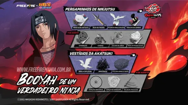 Naruto Free Fire: Ninjutsus chegam em 9 de agosto