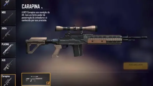 Free Fire's new weapon: M21 Carapina