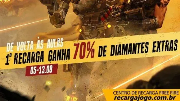 Notícia Free Fire: Nova Promoção de Recarga de 70% em Diamantes Extras para Free Fire