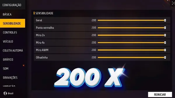 Nova Sensibilidade Máxima de 200 na Atualização Free Fire de Abril de 2024