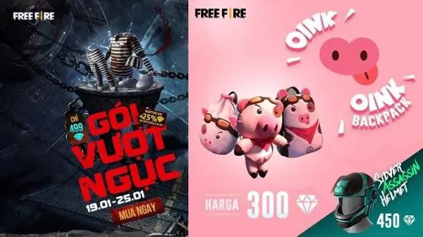 Novas Mochilas de Porco, Capacete Assassino e Skin de Presidiário em Free Fire