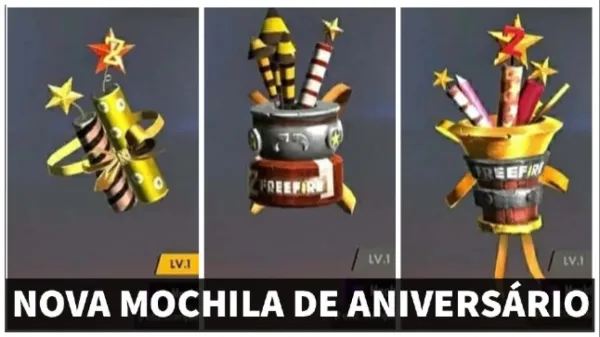 Notícia Free Fire: Novas Mochilas de Celebração - 2 Anos de Free Fire