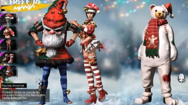 Novas Skins de Natal: Velho Rabugento, Dançarina Nevada e Urso Polar no Free Fire