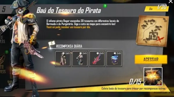 Encontre Baú do Tesouro no Mapa do Free Fire