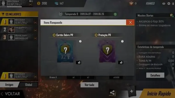 Notícia Free Fire: Novo Cartão de Proteção de Rank no Free Fire: Entenda Como Funciona