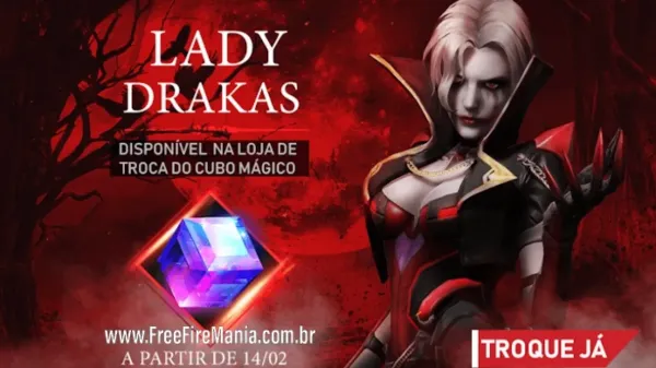 Novo Cubo Mágico Lady Drakas no Free Fire: Chegada da Skin Vampira