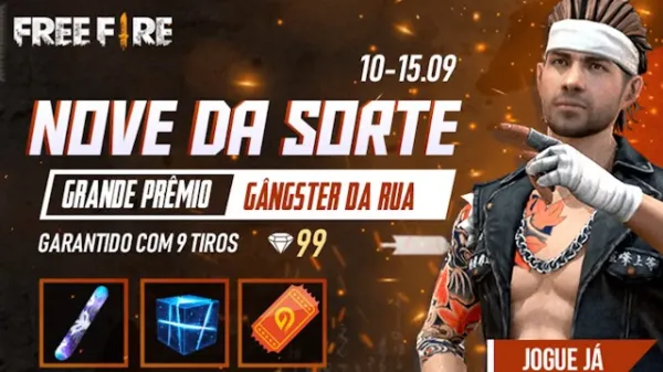 Novo Evento Nove da Sorte em Free Fire: Ganhe a Skin Gângster das Ruas