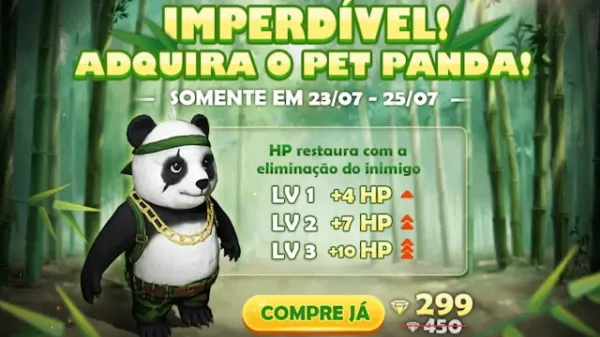 Notícia Free Fire: Novo Pet Panda Disponível na Loja do Free Fire