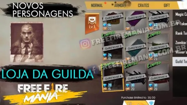 Fragmentos dos Novos Personagens Disponíveis na Loja da Guilda do Free Fire