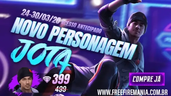 Personagem Jota: Na loja por 399 Diamantes no Free Fire