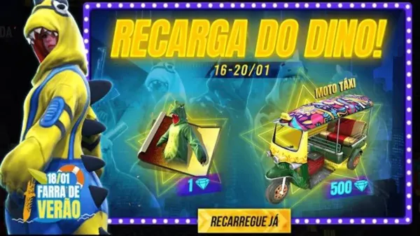 Notícia Free Fire: Recarga de Diamantes do Dino no Free Fire: Novo Evento e Incubadora