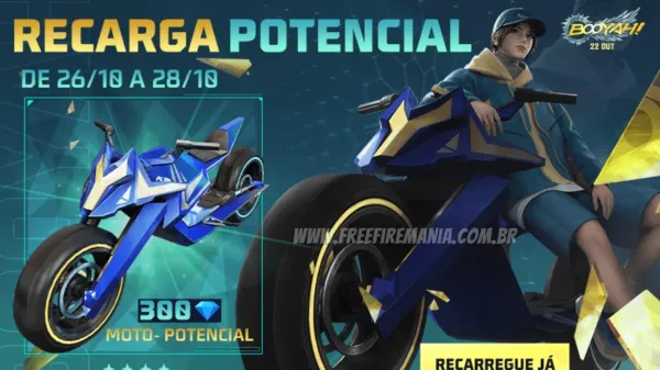 Notícia Free Fire: Recarga Free Fire: 26 de outubro (2022); diamantes por recompensa Moto Potencial
