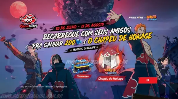 Notícia Free Fire: Recarga Free Fire: ganhe Chapéu - Hokage ao comprar diamantes em 30 de julho (2025)