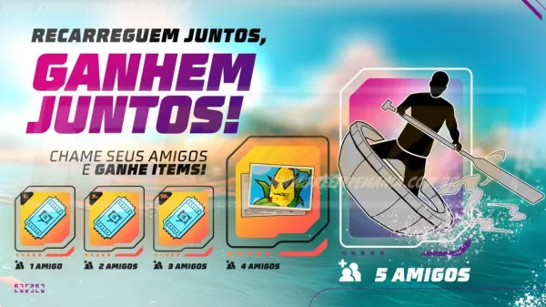 Recarga Free Fire: ganhe Emote - Rio Bravo ao comprar diamantes em 10 de abril (2025)