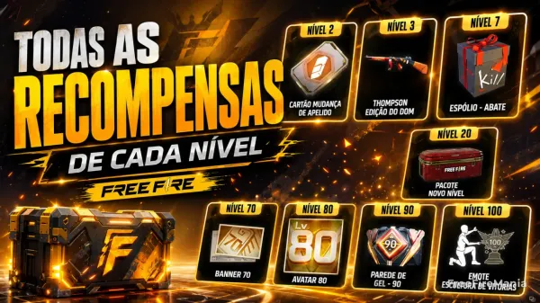 Recompensas de Nível no Free Fire: lista completa e como ganhar XP