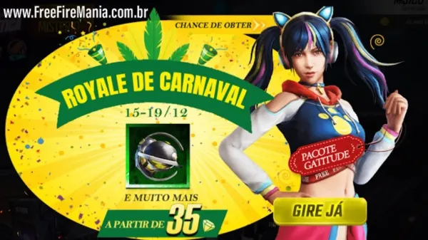 Royale de Carnaval com a Skin Gatitude no Free Fire