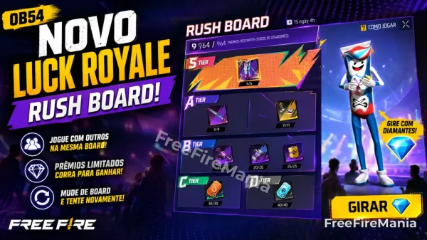 Free Fire OB54 terá novo Luck Royale Rush Board com skin Creme Dental
