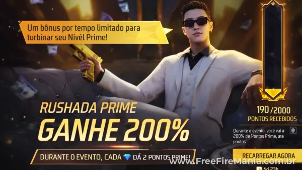 Notícia Free Fire: Free Fire ativa bônus de 200% no Prime e acelera recompensas
