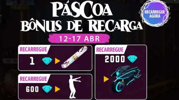 Novo Bônus de Recarga em Free Fire: Emote Tubarão Bebê e Skin da Moto