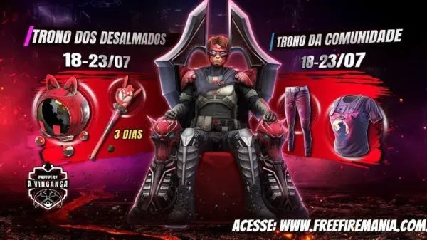 Sente no Trono dos Desalmados e ganhe itens grátis no Free Fire