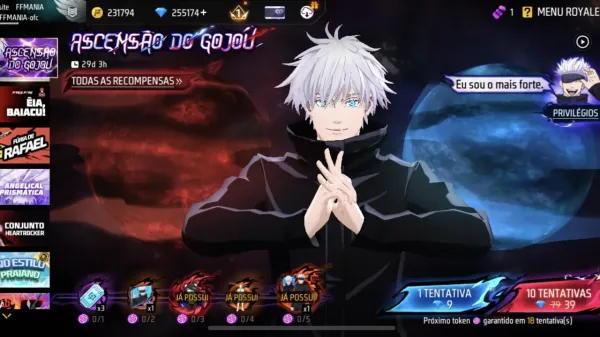 Skin do Gojo no Free Fire custa até 6x mais que no Fortnite