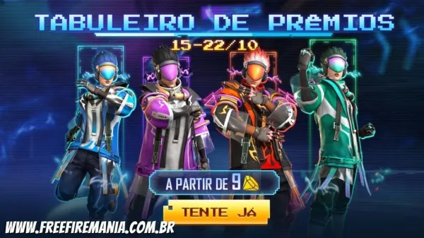 Notícia Free Fire: Tabuleiro de Prêmios chega ao Free Fire com os conjuntos CriptoLed, saiba como funciona