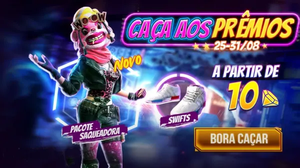Tênis Swifts e skin Saqueadora no evento Caça aos Prêmios do Free Fire