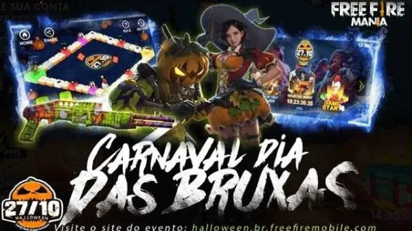 Notícia Free Fire: Todos os Prêmios do dia 27/10 - Conjunto da Bruxa e Rei Abóbora no Free Fire