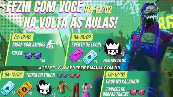 Evento Volta às Aulas com Prêmios Gratuitos em Free Fire