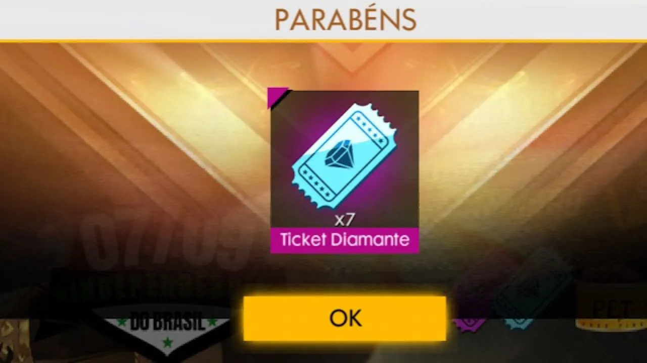 7 Tickets do Diamante Royale Grátis no Free Fire