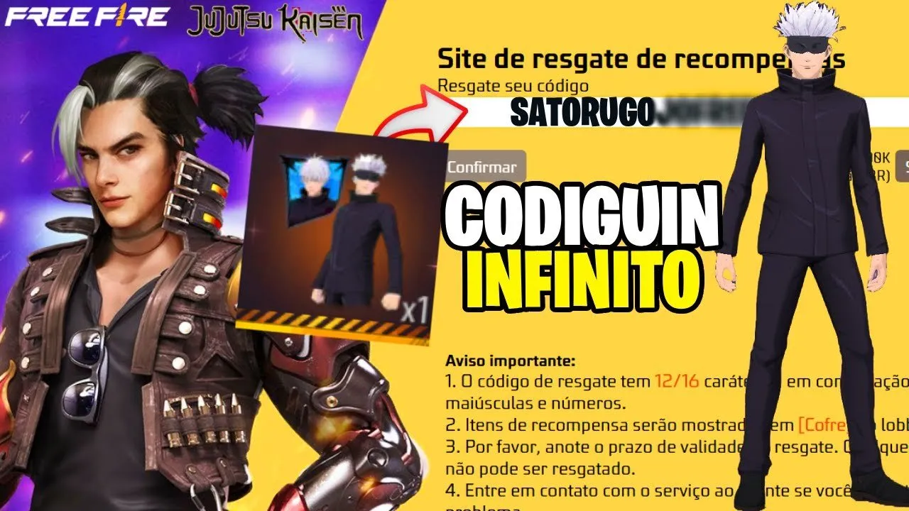 Alerta no Free Fire: CODIGUIN FF de Jujutsu é golpe